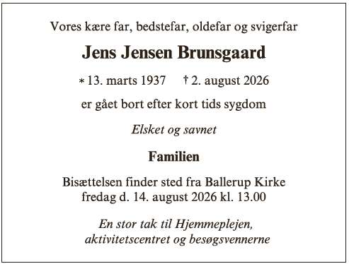 Jens Jensen Brunsgaard ID: 77171