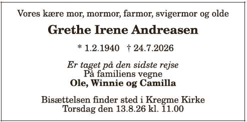 Grethe Irene Andreasen ID: 21760