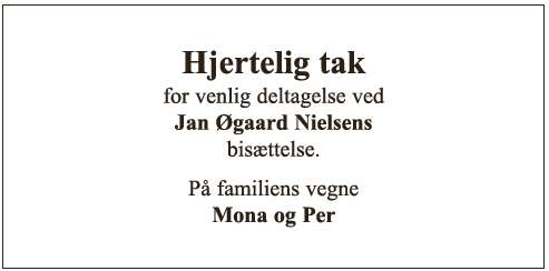 Takkeannonce - Jan Øgaard Nielsen